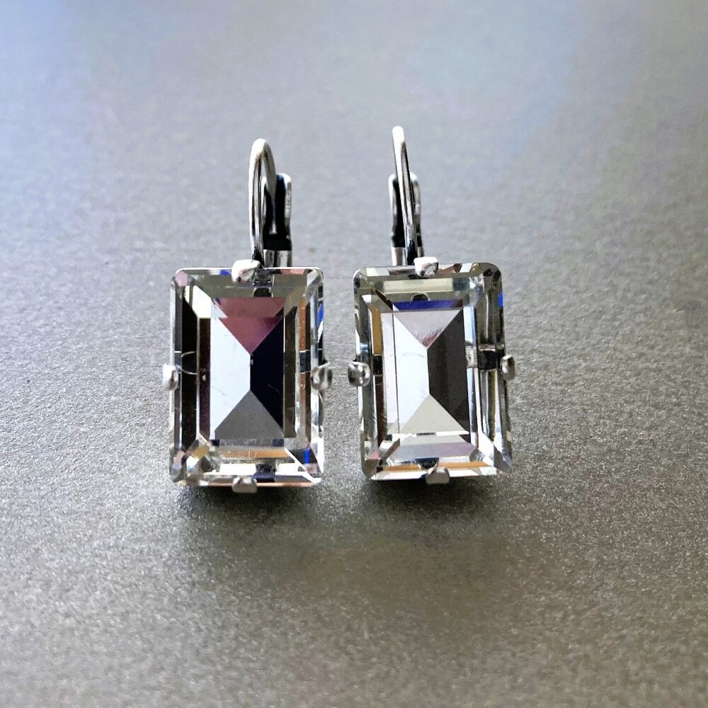 Sabika-like Rectangle Crystal Drop earrings